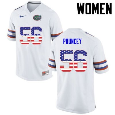 Women's Florida Gators #56 Maurkice Pouncey NCAA Nike White USA Flag Fashion Authentic Stitched College Football Jersey PON6162RX